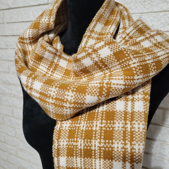 Timberland scarf wheat plaid check fall winter unisex 10" x 68 " EUC - Picture 2 of 12
